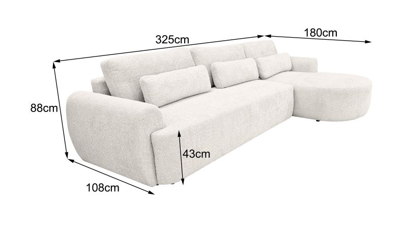 Canapé SAINT-GILLES XL angle convertible coffre méridienne à droite