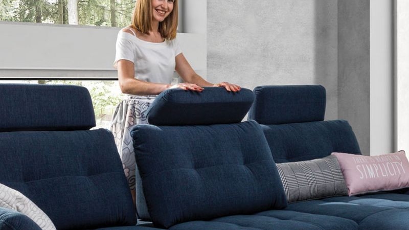 Canapé d'angle droit CARPENTRAS convertible avec coffre et 2 têtières