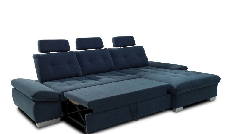 Carpentras canapé lit d'angle à droite bleu