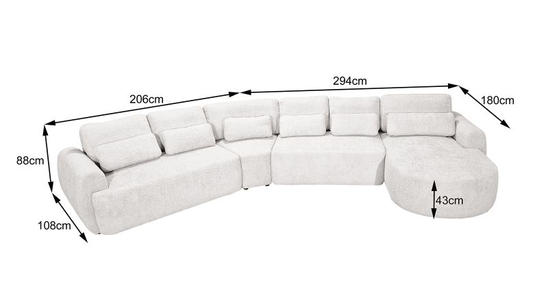 Canapé SAINT-GILLES XL convertible méridienne à gauche - angle terminal droite 45°