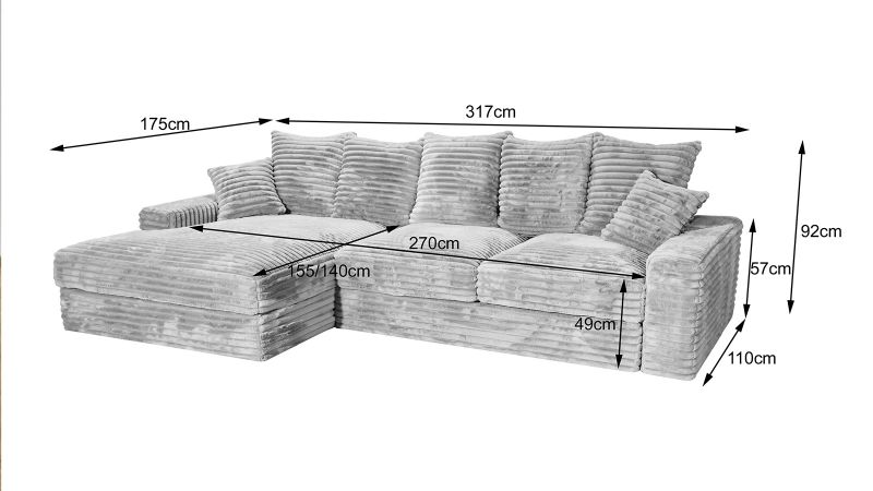 Canapé MOUGINS angle méridienne à gauche
