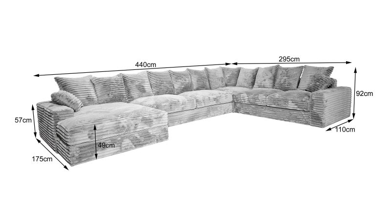 Canapé MOUGINS panoramique méridienne gauche - angle terminal à droite