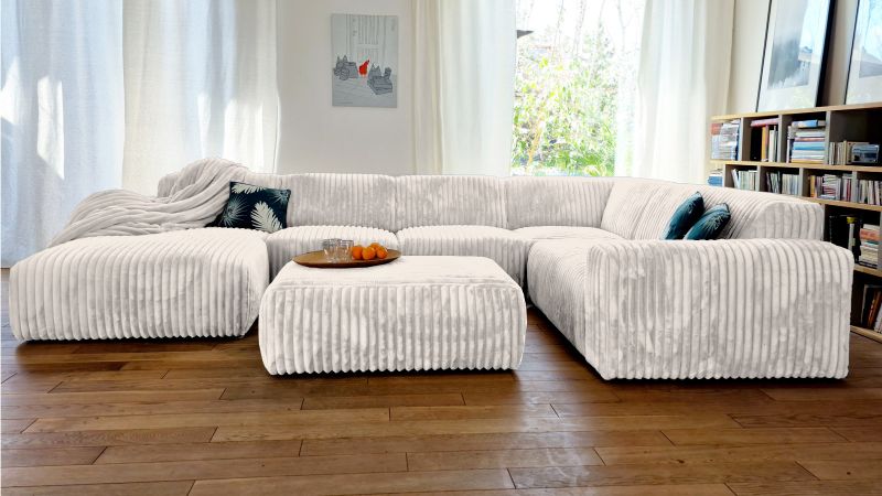 Canapé LEDENON Panoramique méridienne à gauche angle terminal à droite