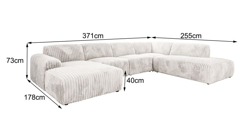 Canapé LEDENON Panoramique méridienne à gauche angle ouvert à droite