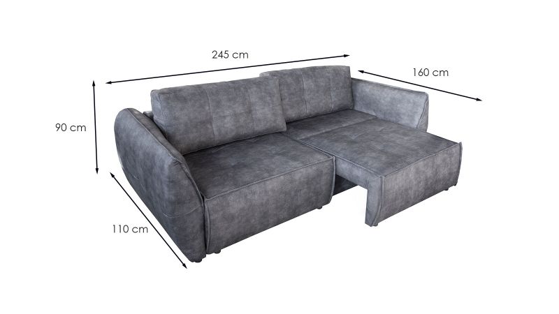 Canapé NYONS BIS 3 en 1 : 3 places, angles réversibles et convertible avec coffre et coussins