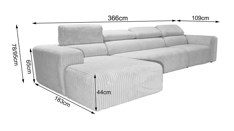 Canapé COMBAS XL méridienne droite angle terminal à gauche