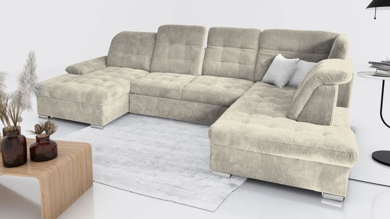 Canapé panoramique MONTPELLIER BIS méridienne à gauche avec dos avance - recule - GAMME OFFRE SPECIALE