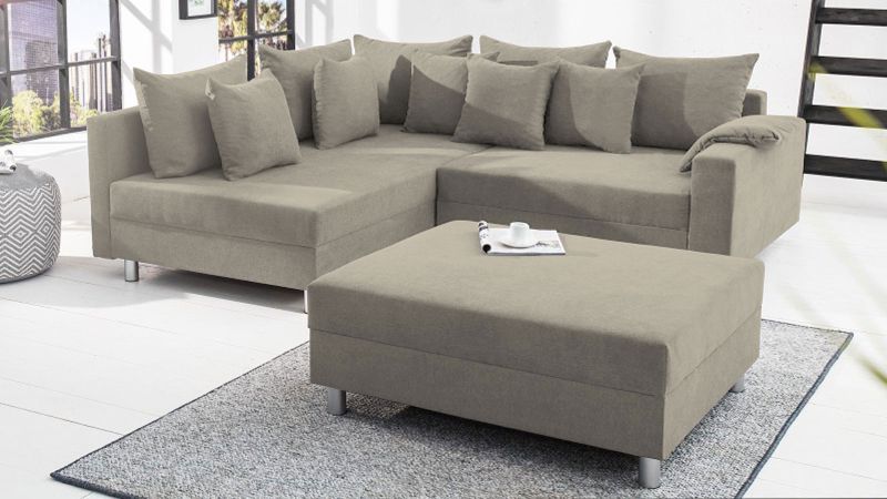 Ensemble convertible Canapé DIONS BIS méridienne à gauche  + Pouf - GAMME OFFRE SPECIALE
