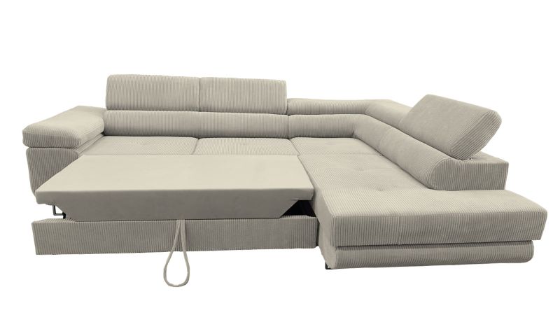 Canapé angle à droite RAMATUELLE BIS convertible avec coffre et têtières réglables - GAMME OFFRE SPECIALE