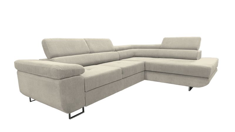 Canapé angle à droite RAMATUELLE BIS convertible avec coffre et têtières réglables - GAMME OFFRE SPECIALE