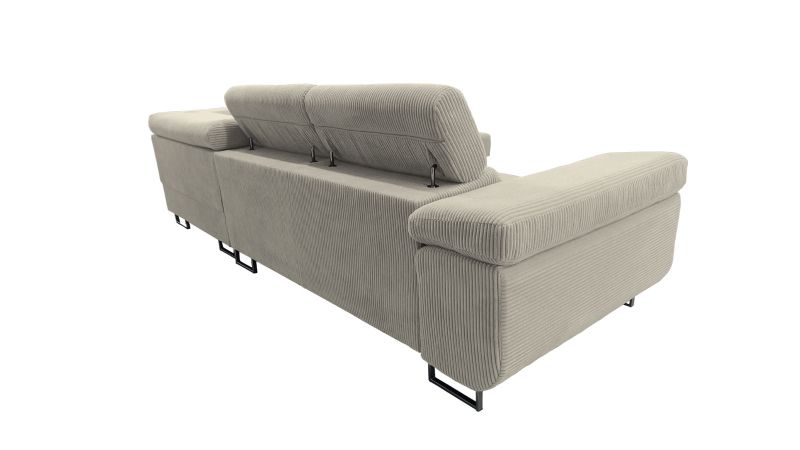 Canapé angle à droite RAMATUELLE BIS convertible avec coffre et têtières réglables - GAMME OFFRE SPECIALE