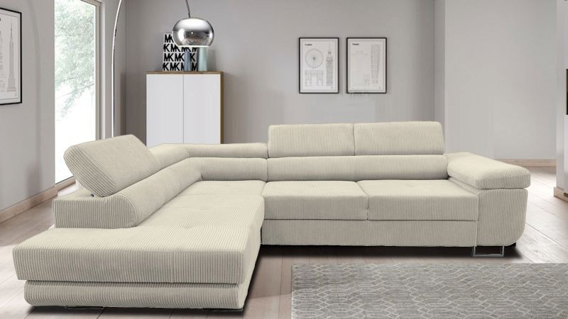 Canapé angle à gauche RAMATUELLE BIS convertible avec coffre et têtières réglables - GAMME OFFRE SPECIALE