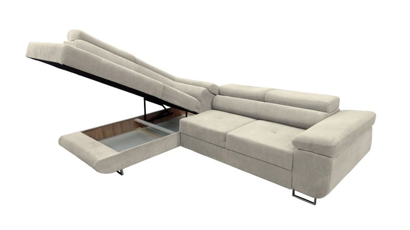 Canapé angle à gauche RAMATUELLE BIS convertible avec coffre et têtières réglables - GAMME OFFRE SPECIALE