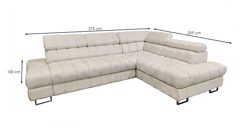 Canapé ANDUZE BIS convertible avec coffre et têtières réglables angle à droite - GAMME OFFRE SPECIALE