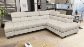 Canapé ANDUZE BIS convertible avec coffre et têtières réglables angle à droite - GAMME OFFRE SPECIALE