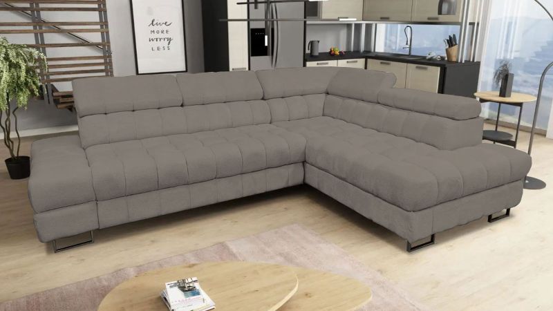Canapé ANDUZE BIS convertible avec coffre et têtières réglables angle à droite - GAMME OFFRE SPECIALE