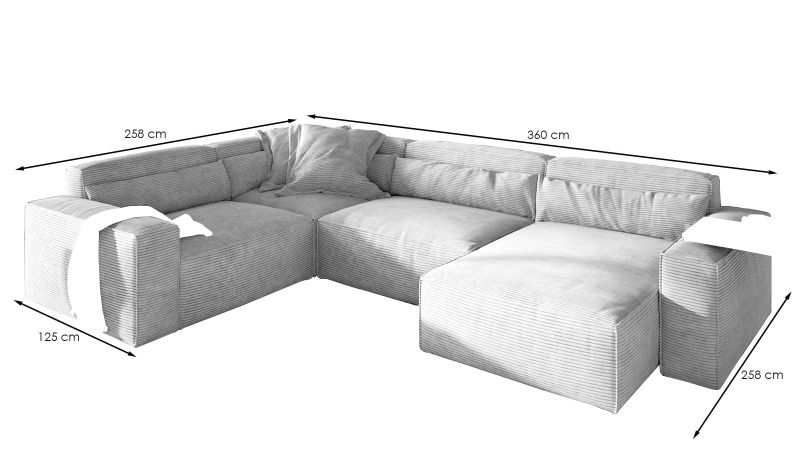 Canapé SABLET XL BIS ultra moelleux panoramique méridienne à droite - GAMME OFFRE SPECIALE