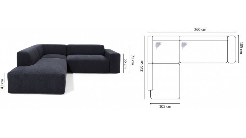 EUS Canapé d'angle gris