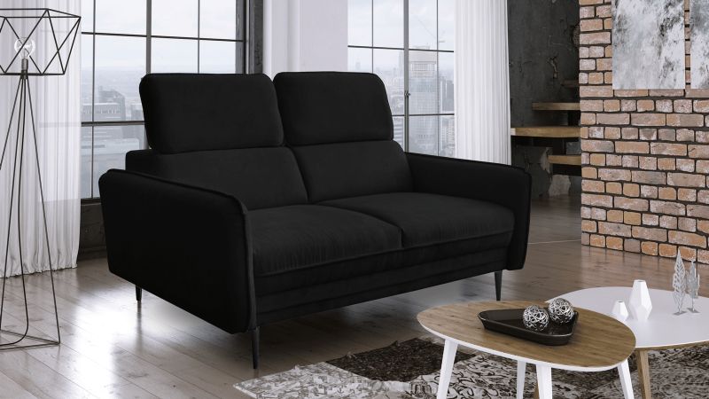 Canapé 2 places JUVIGNAC avec têtières noir