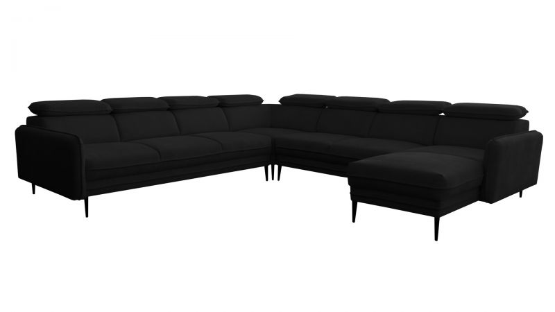 Canapé panoramique JUVIGNAC angle à gauche noir