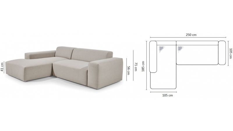 EUS Canapé d'angle méridienne à droite beige confort