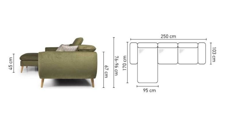 CENDRAS Canapé lit convertible pieds bois ou inox